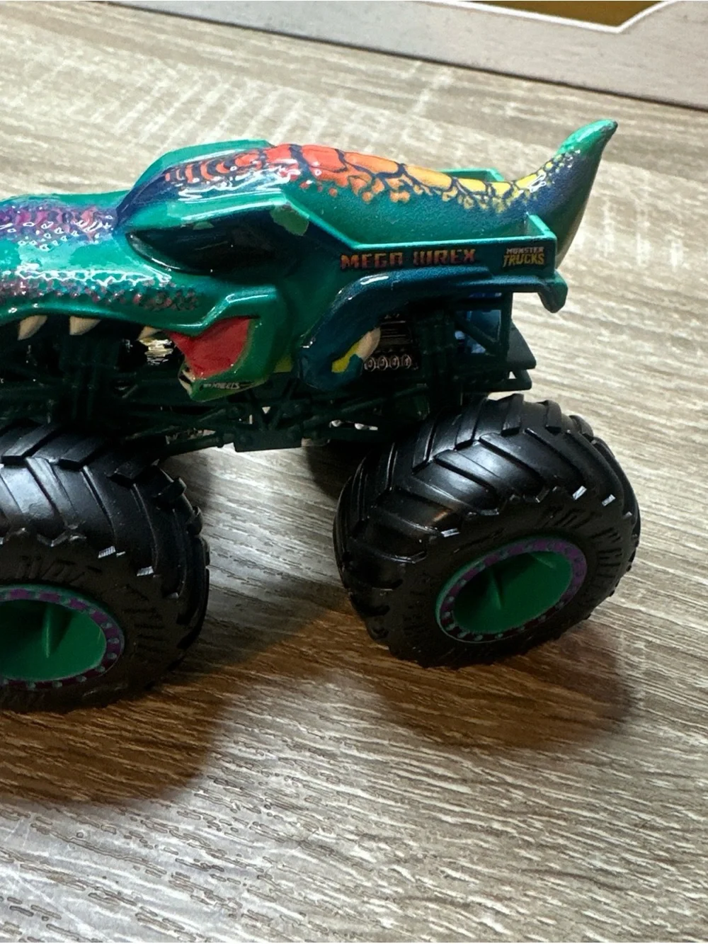 Hot Wheels Monster Trucks Mega-Wrex Dinosaur Teal, Purple  & Blue 1:64